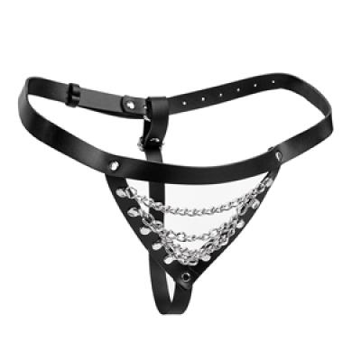 Hardware Chain Leather-wrapped Underwear